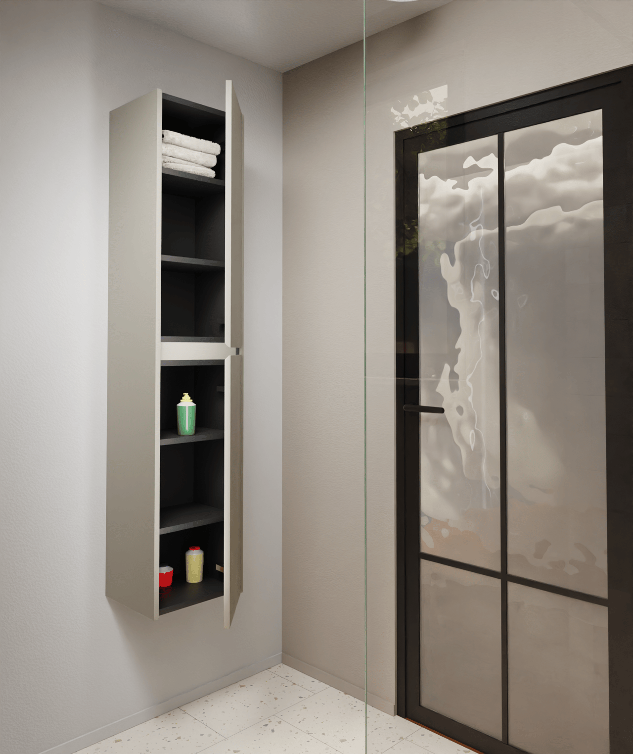Storke Seda Badhochschrank: Hängend, Seidengrau, 40 x 35 x 170 cm