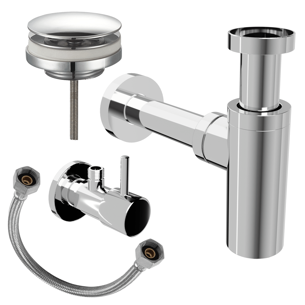 Santeg set d'installation pour vasques lave-mains chrome brillant