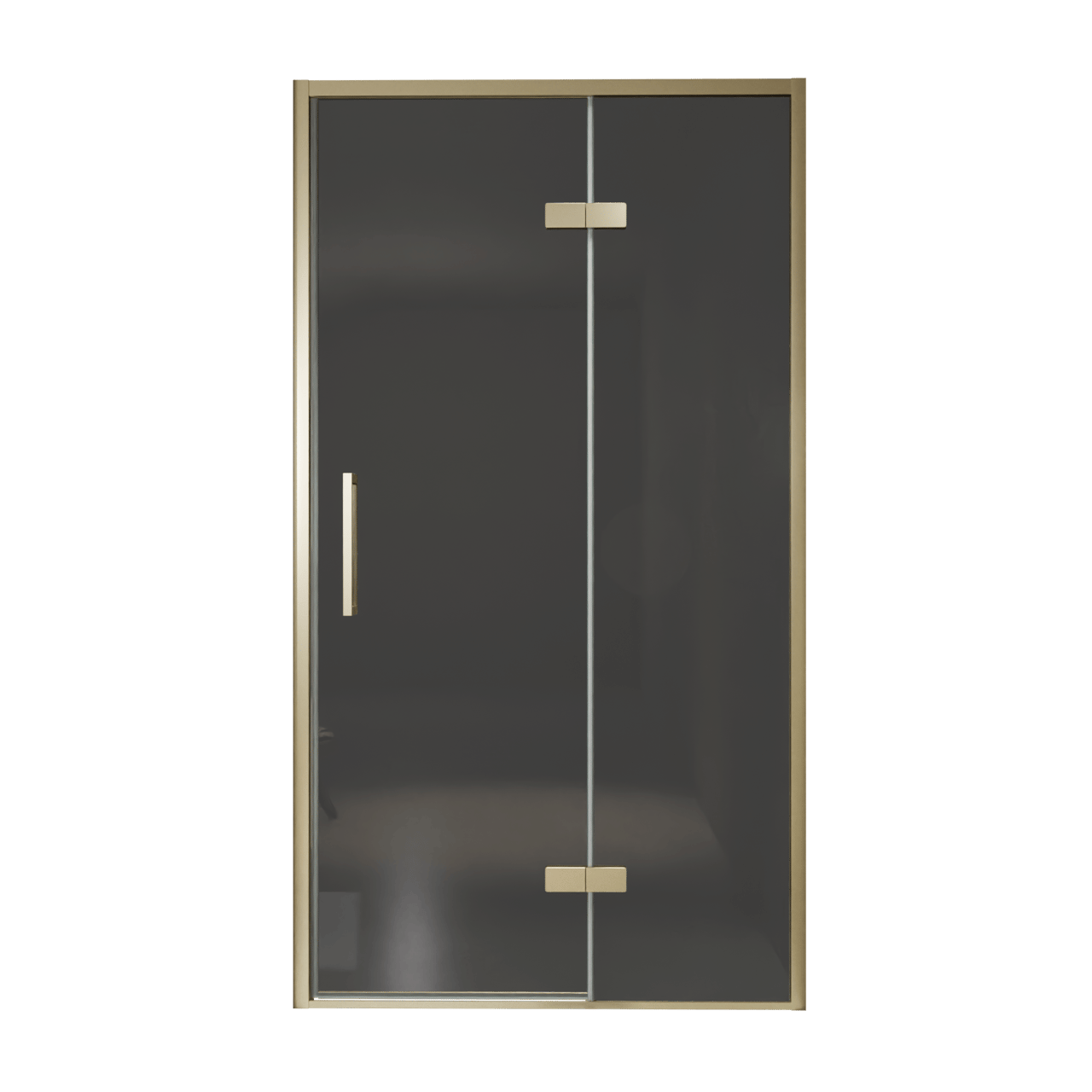 Balmani Senses Design Dusche Drehtür, Rechts, 120 cm x 210 cm, Rauchglas, Profil Brushed Champagner Gold, inklusive Coating