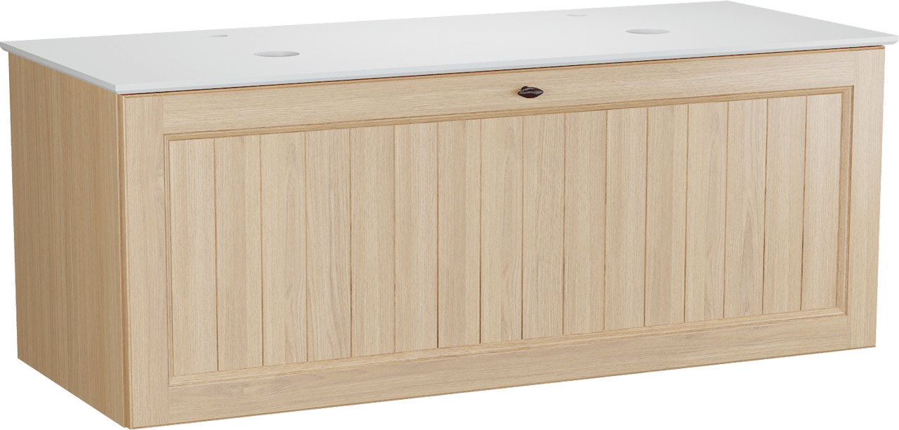 Balmani Lemon meuble salle de bains suspendu 135 x 55 cm, placage chêne naturel avec Facetta tablette double en blanc mat