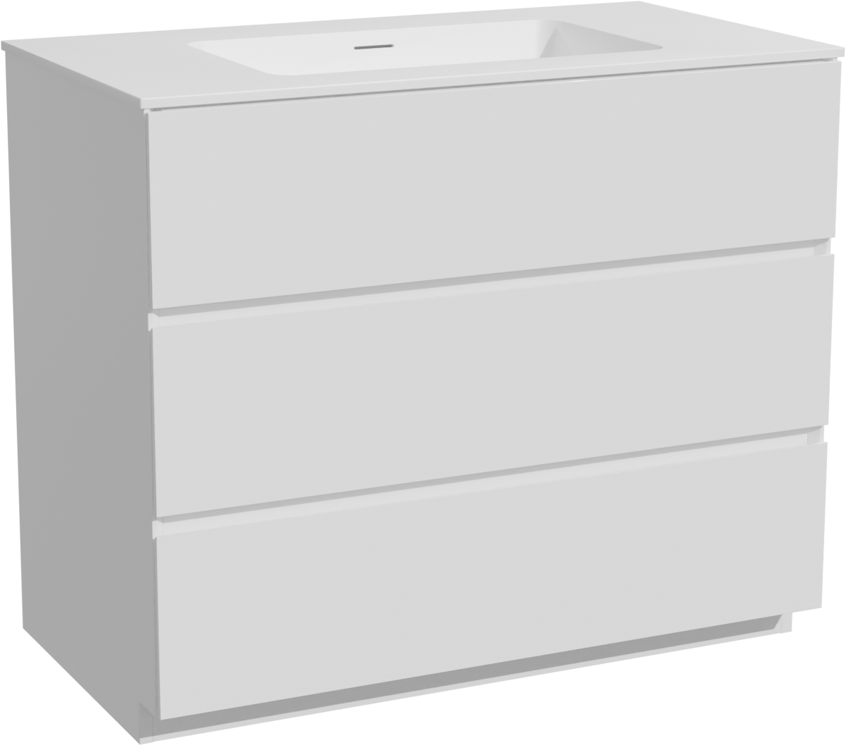 Storke Edge staand badkamermeubel 95 x 52 cm mat wit met Mata enkele wastafel in solid surface mat wit