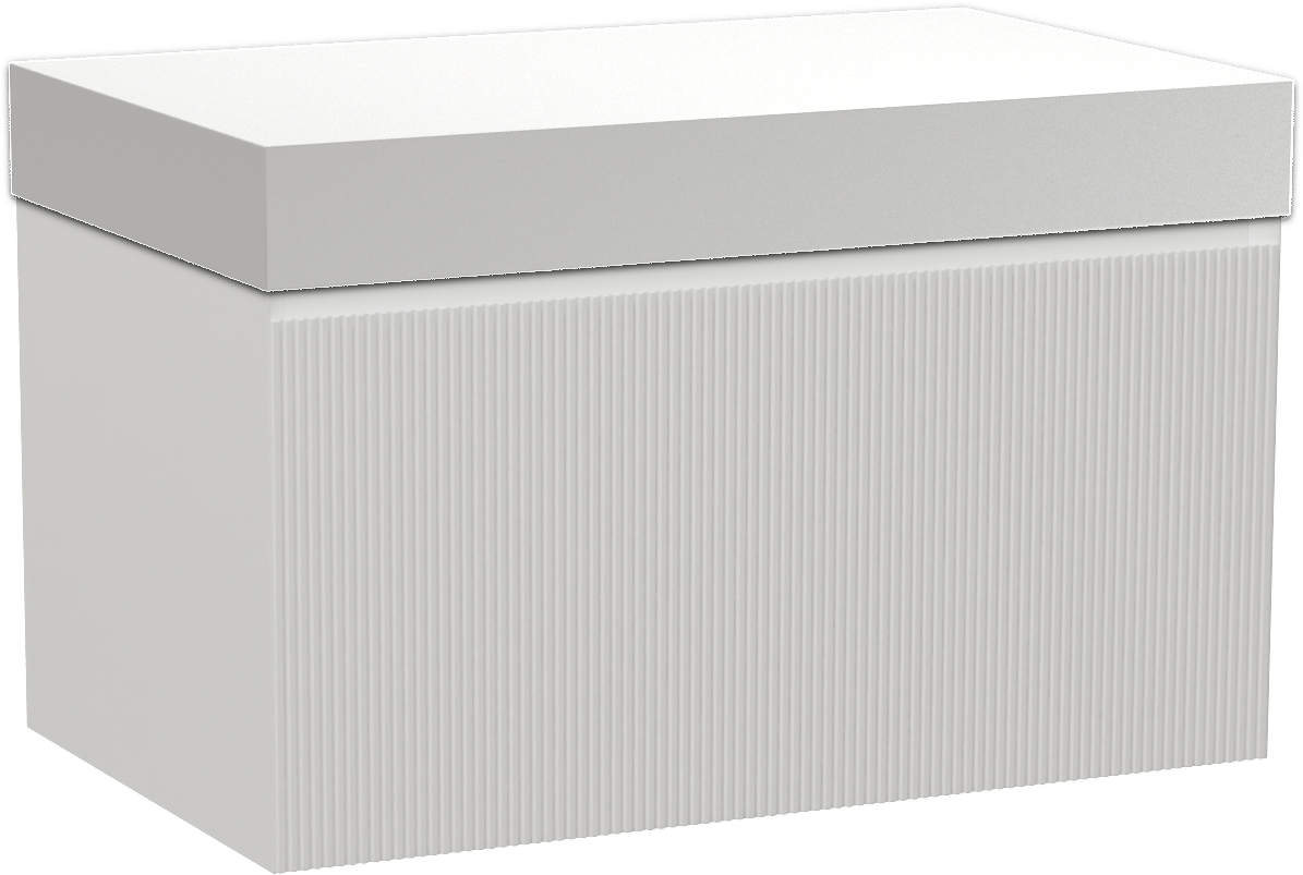 Balmani Fila by Mitra meuble salle de bains suspendu 90 x 55 cm blanc mat avec Dominus tablette simple en solid surface blanc mat, Nervure droite symétrique verticale