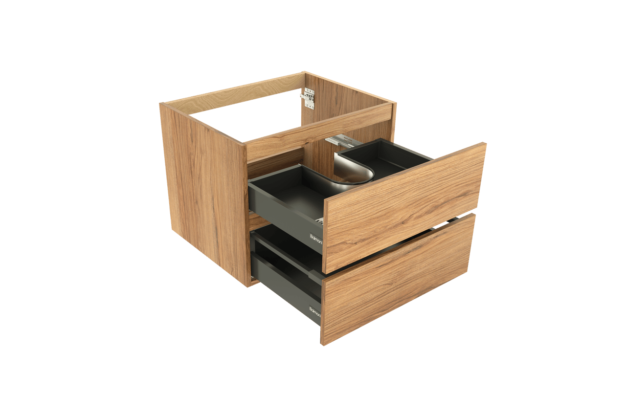 Balmani Lucida zwevende wastafelonderkast 67,5 x 55 cm teak 2 lades
