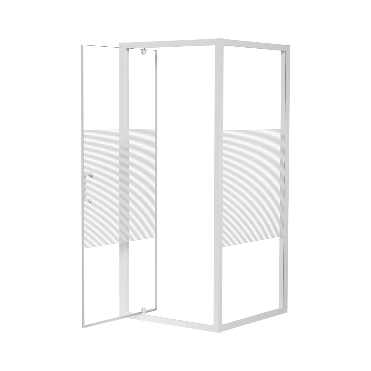 Luca Varess Talan douche draaideur 90 x 200 cm gestreept glas glanzend wit profiel