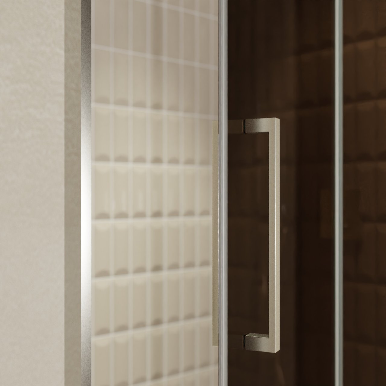 Balmani Senses Design douche draaideur rechts 140 cm x 210 cm Brons glas, Brushed CoolMetal profielen, met coating