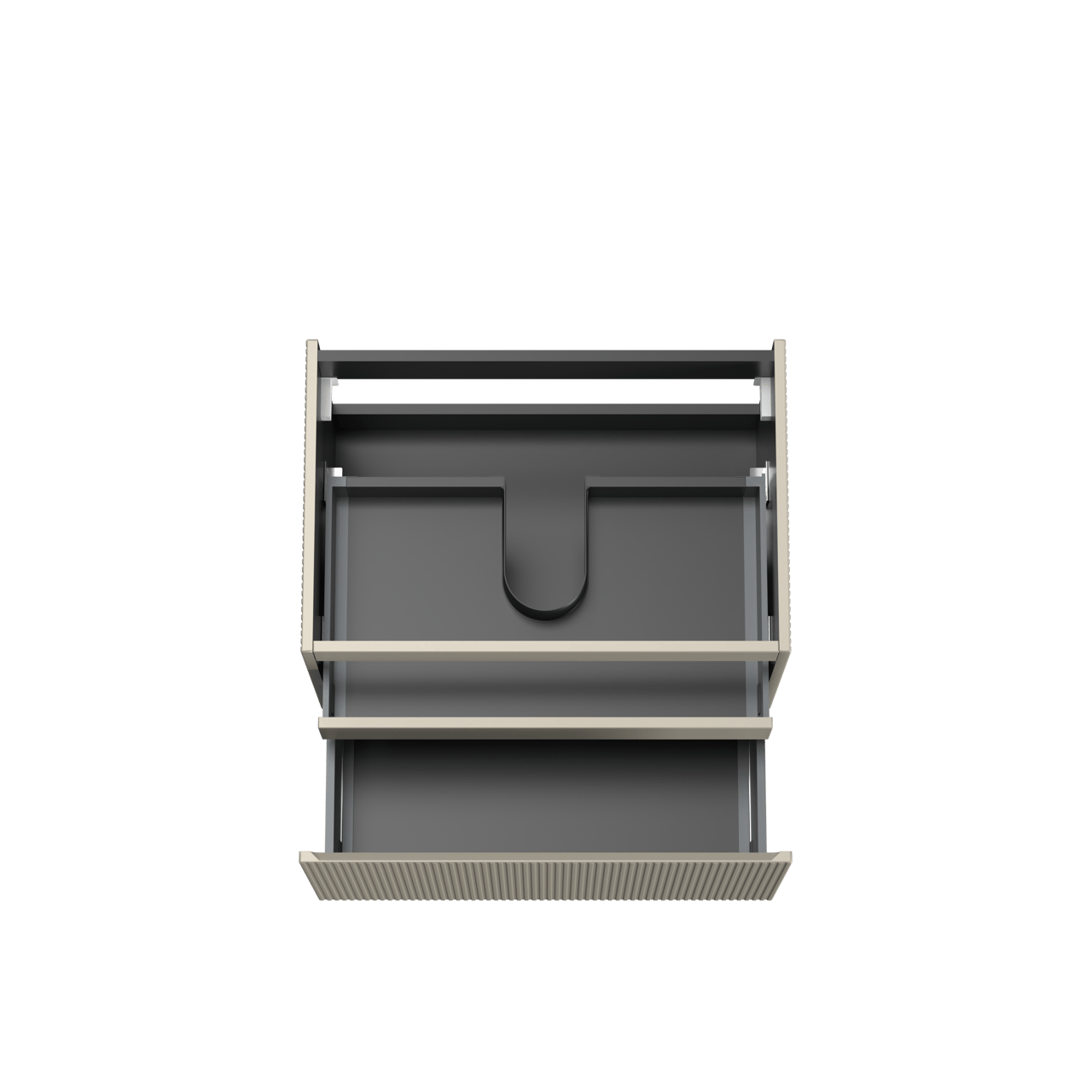 Storke Ribs meuble sous-lavabo suspendu 75 x 52 cm soie grise 2 tiroirs