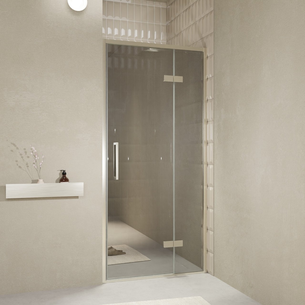 Balmani Senses Design porte pivotante à droite 100 cm x 210 cm verre Miroir Reflex, Profil Brushed CoolMetal, coating inclus