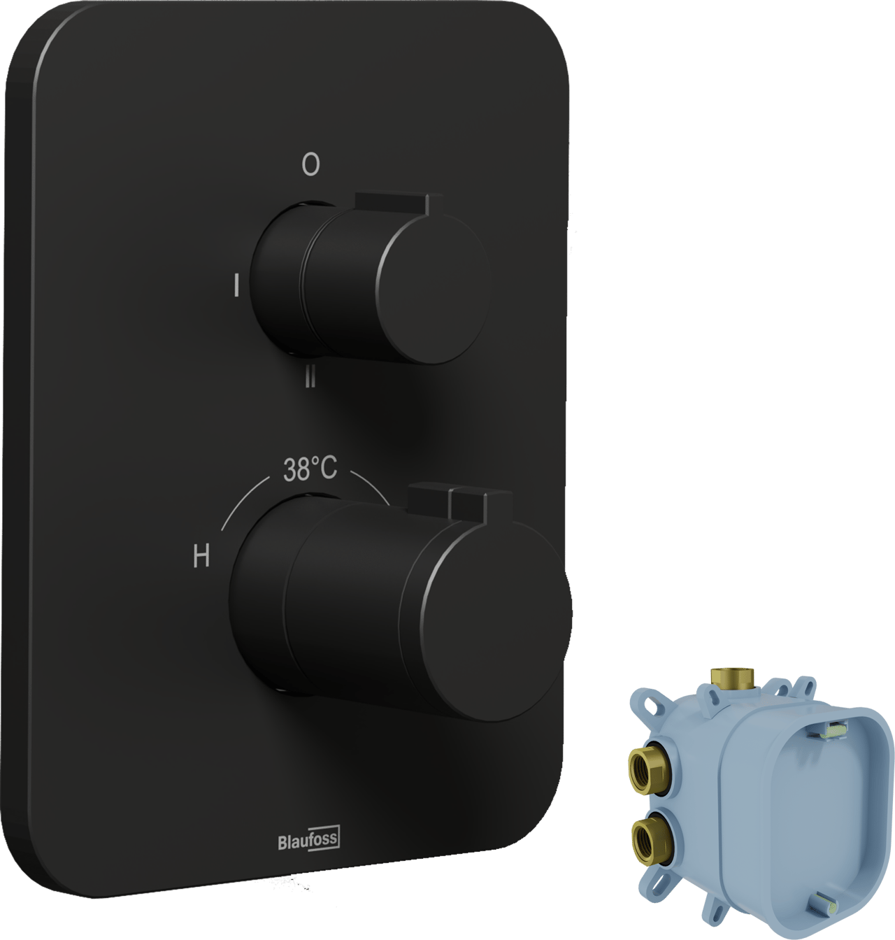 Blaufoss Smartbox Softline Thermostat-Duscharmatur: Unterputz, für 2 Verbraucher, Schwarz matt, Einbauelement inklusive
