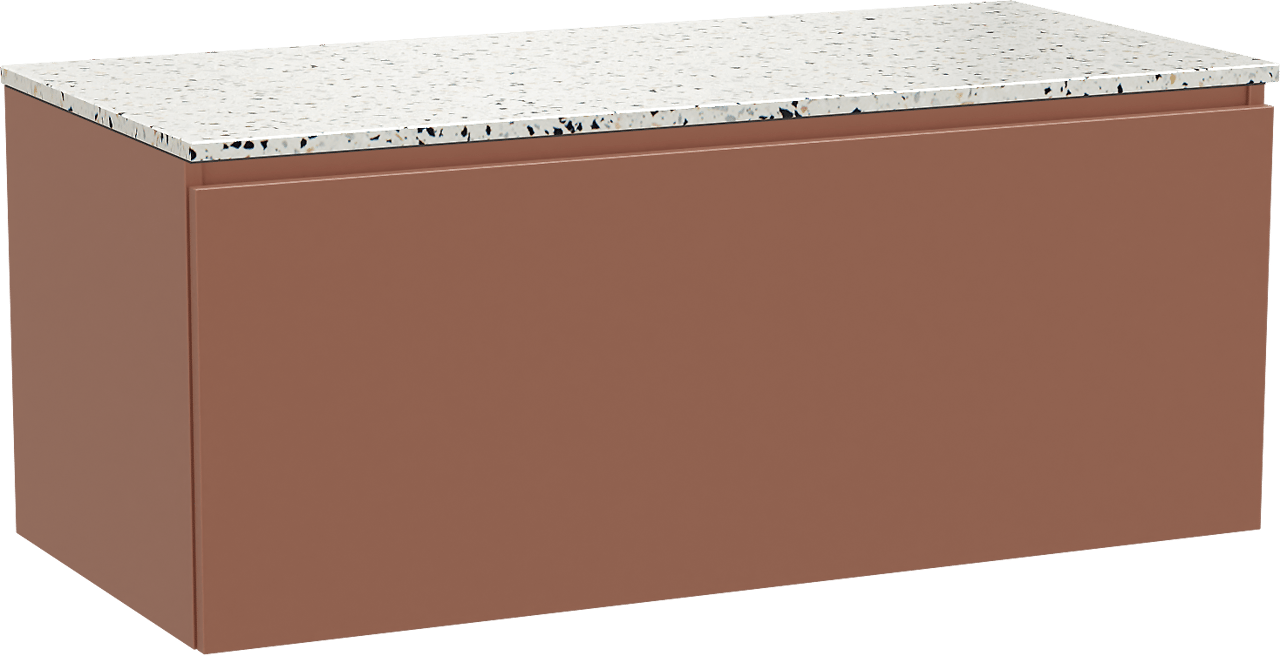 Balmani Sfera by Lucida zwevend badmeubel 120 x 55 cm cotto met Stretto enkel of dubbel wastafelblad in mat wit/zwart terrazzo