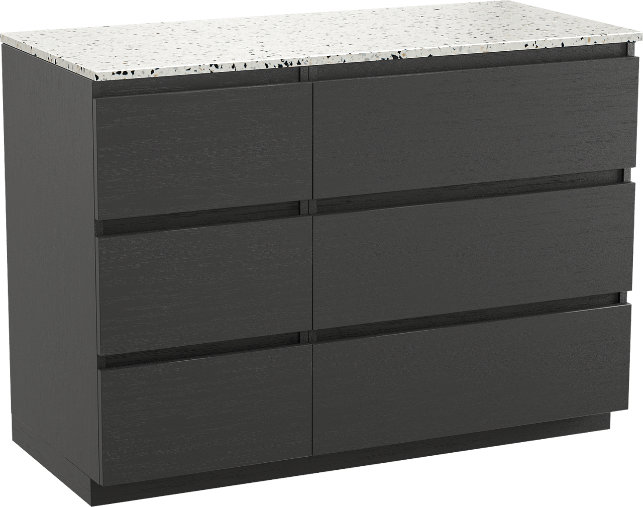 Balmani Lucida meuble salle de bains à poser 120 x 55 cm chêne noir avec Stretto tablette simple ou double en blanc/noir mat terrazzo