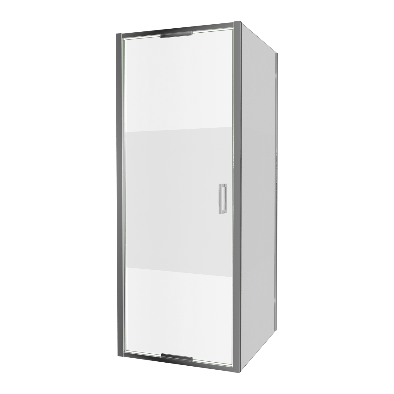 Luca Varess Vidor In paroi de douche avec porte pivotante et paroi latérale fixe 80 x 90 cm verre transparent avec bande matte profil chrome brillant