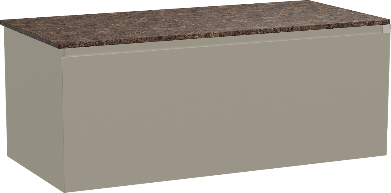 Balmani Idra by Mitra zwevend badmeubel 120 x 55 cm steengrijs met Stretto enkel of dubbel wastafelblad in marmer dark emperador