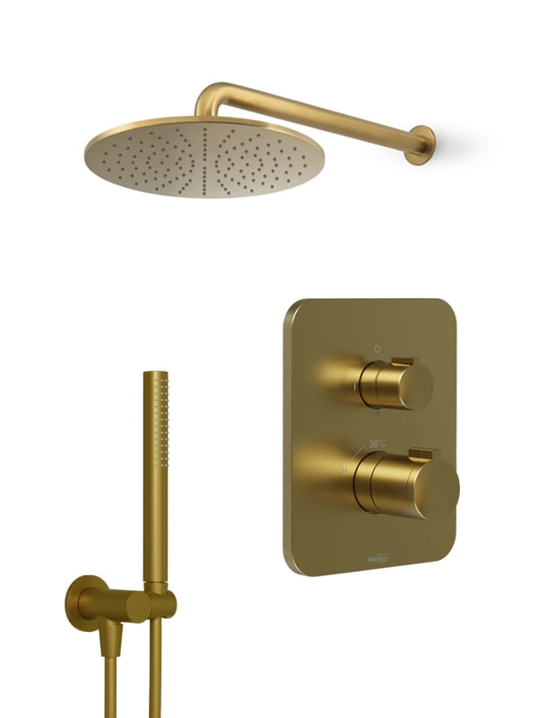 Blaufoss Smartbox Softline inbouw regendoucheset thermostatische kraan Brushed Gold