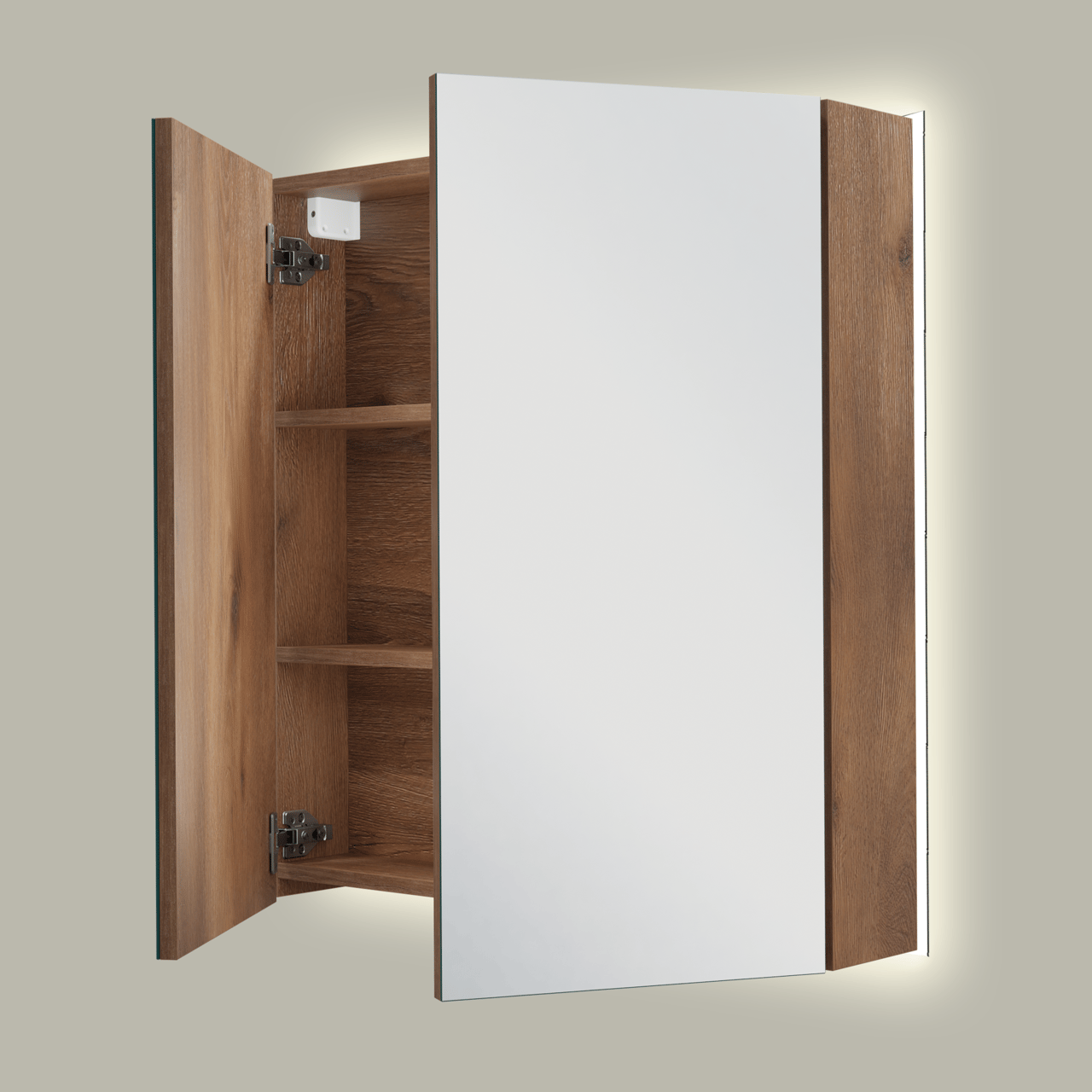 Linie Montro spiegelkast 70 x 75 cm bruin eiken met spiegelverlichting