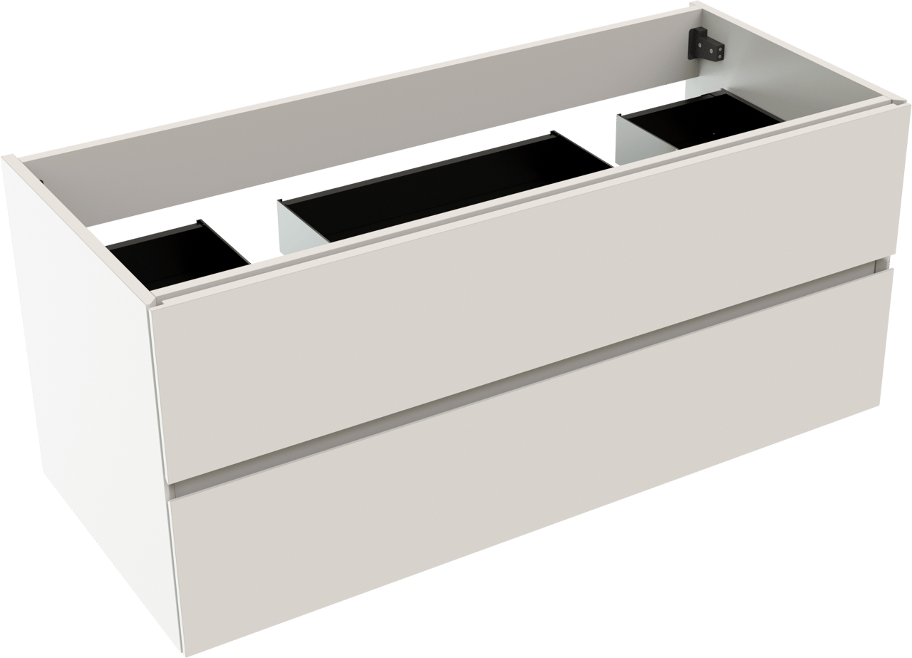 Storke Edge meuble sous-lavabo suspendu 120 x 52 cm blanc mat 2 tiroirs 2 découpés de siphon