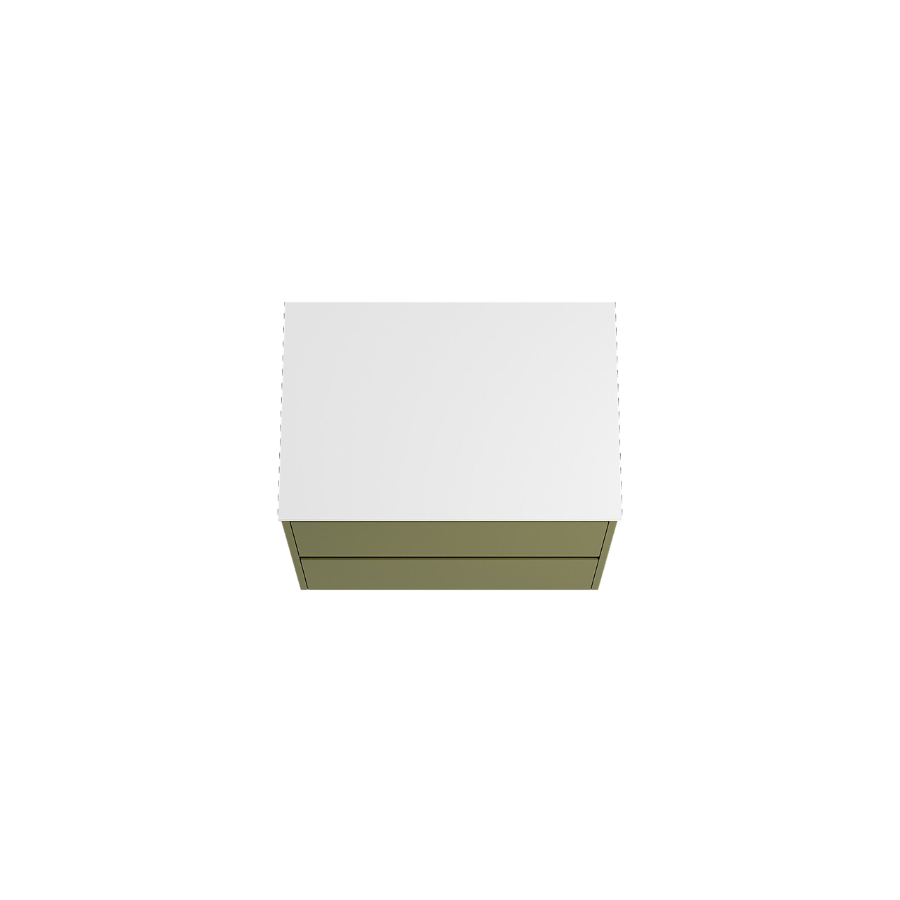 Storke Seda meuble salle de bains suspendu 75 x 52 cm vert olive avec Tavola tablette simple en solid surface blanc mat