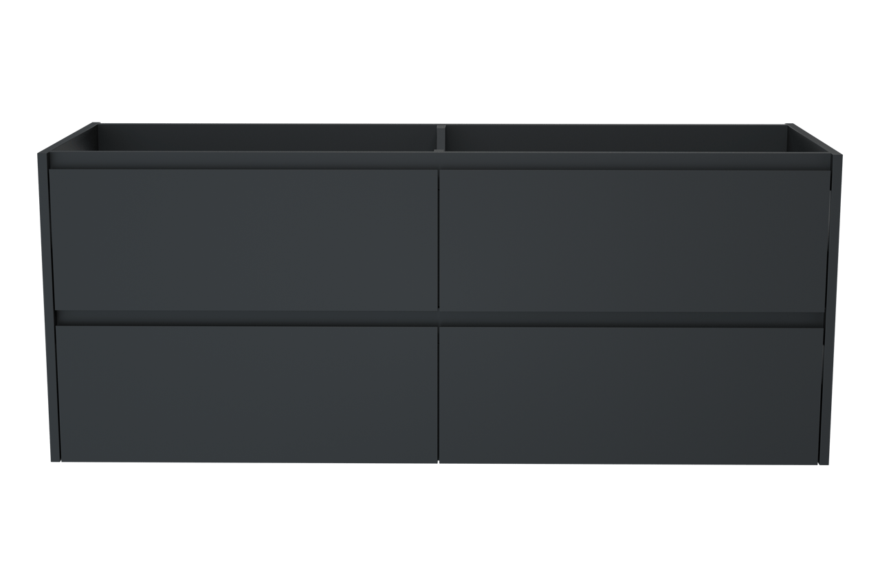 Storke Seda hängender Waschbeckenunterschrank: 150 x 52 cm, Schwarz Matt, 4 Schubladen