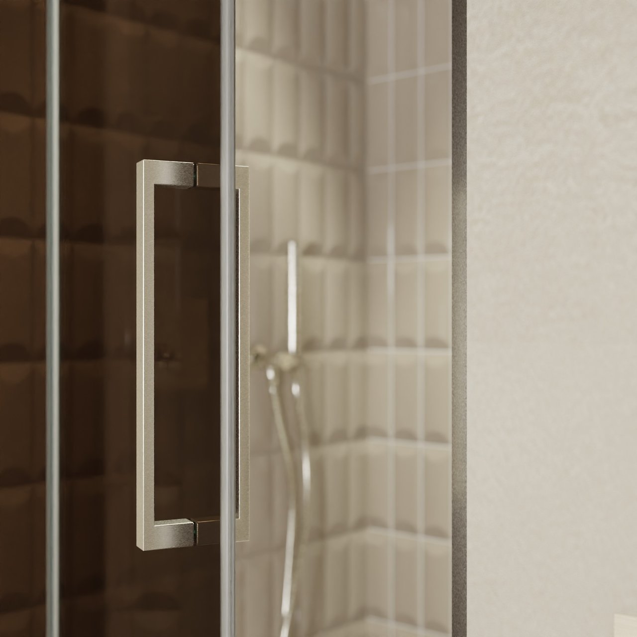 Balmani Senses Design porte pivotante à gauche 100 cm x 210 cm verre Bronze, Profil Brushed CoolMetal, coating inclus