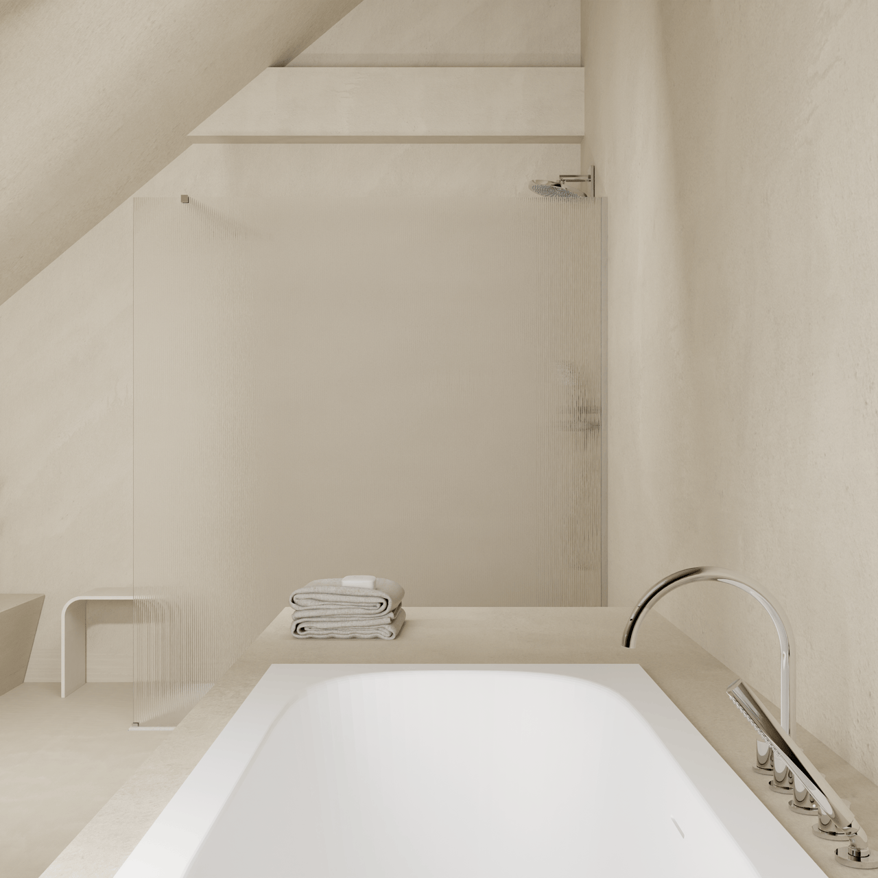 Balmani Modular Walk-In Dusche: 120 x 200 cm, Ribs, inklusive Coating, Profil Chrom glänzend