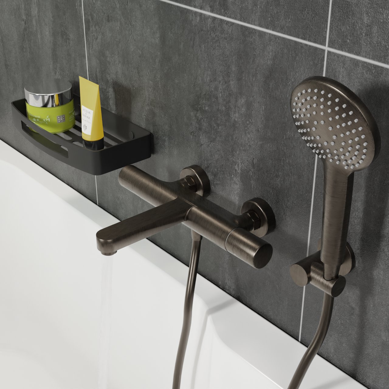 Blaufoss Round set douchette 3 fonctions de jet Brushed GunMetal