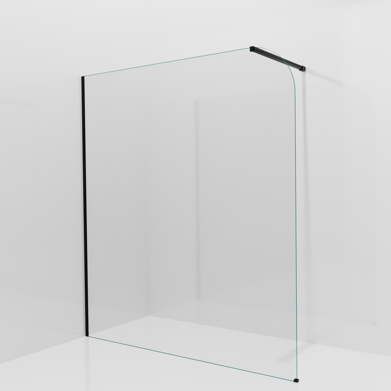 Balmani Modular inloopdouche: 180 x 200 cm, Helder glas afgerond met coating, Mat zwarte profielen