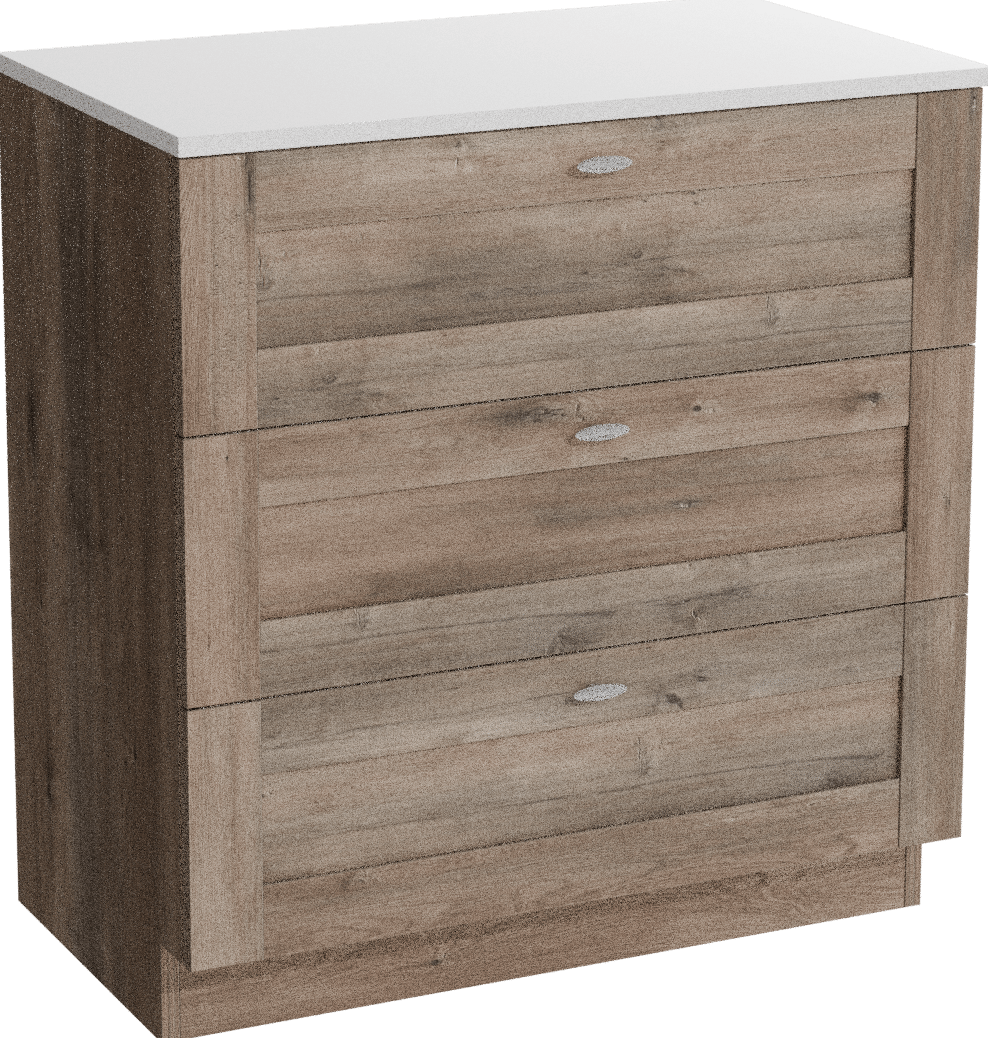 Linie Classo staand badkamermeubel 80 x 46 cm grijze eik met Lado enkel tablet in composietmarmer mat wit