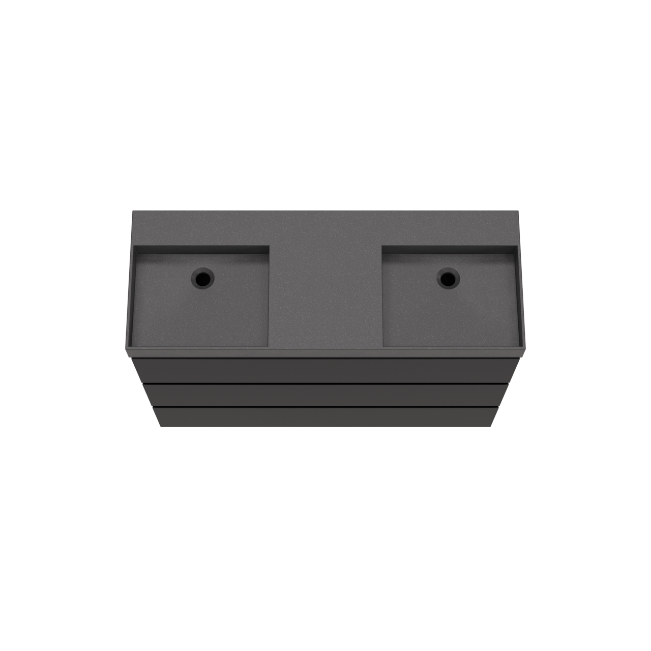 Storke Edge freistehendes Möbelstück Set: 120 x 46 cm, Schwarz matt, mit Jura Doppelwaschtisch, Quarz Schwarz matt