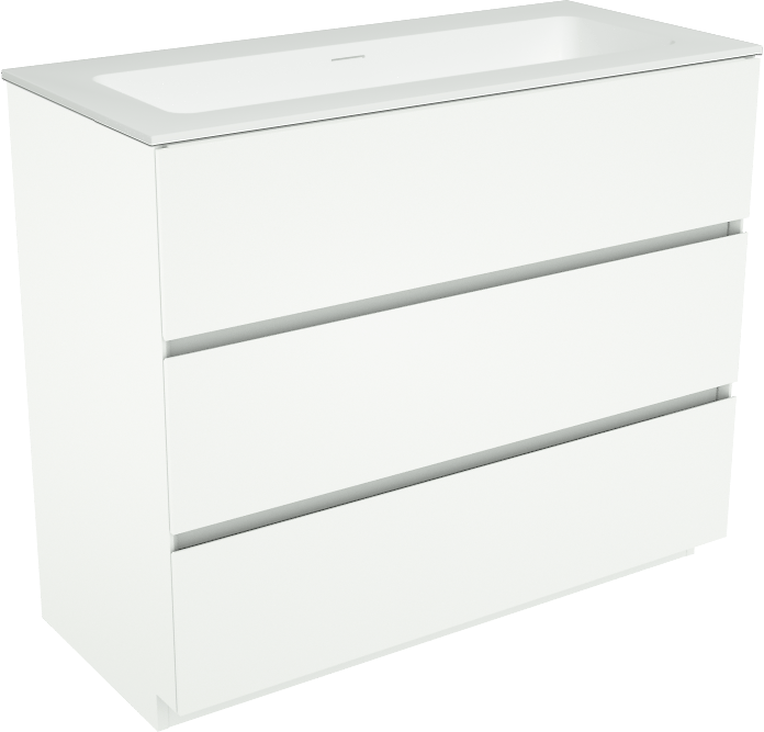 Storke Edge meuble salle de bains à poser 100 x 46 cm blanc mat avec Mata plan simple en solid surface blanc mat