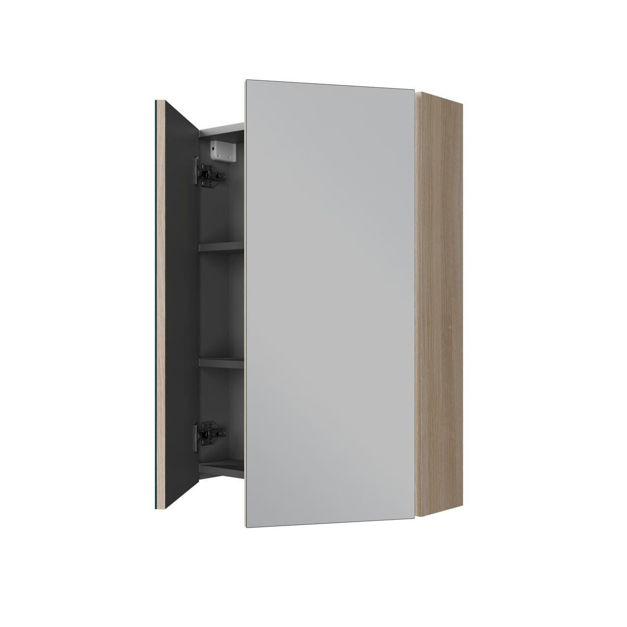 Linie Montro Spiegelschrank Bad: 60 x 75 cm, Eiche hell