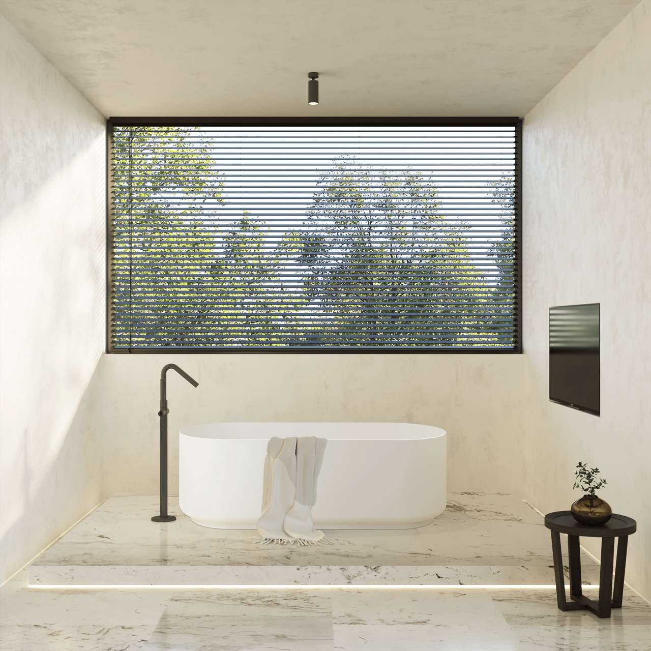 Balmani Scala îlot ovale 170 x 70 cm Solid Surface blanc mat