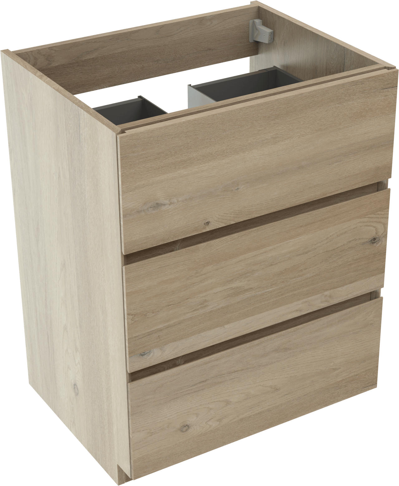 Storke Edge meuble sous-lavabo a poser 65 x 52 cm chêne brut 3 tiroirs