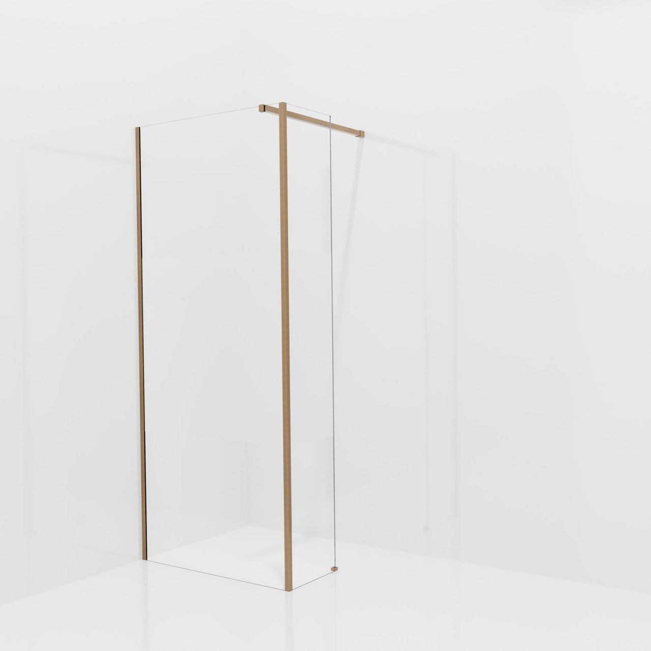 Balmani Modular inloopdouche met vaste zijwand: 90 x 200 cm, Helder glas met matte strook, Brushed Rosegold profielen
