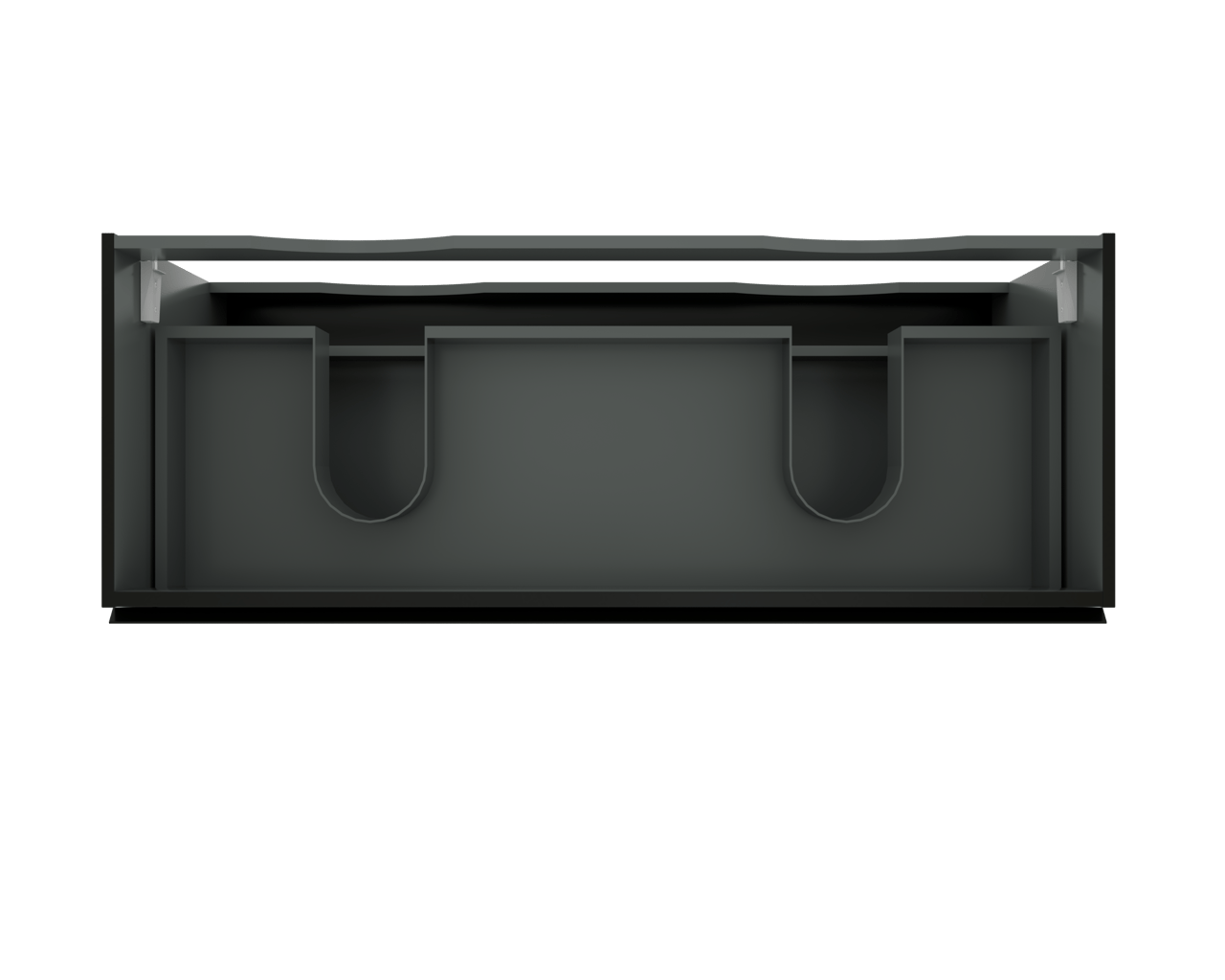 Linie Lado hängender Waschbeckenunterschrank: 120 x 46 cm, Schwarz Matt, 2 Schubladen, 2 Siphonaussparungen
