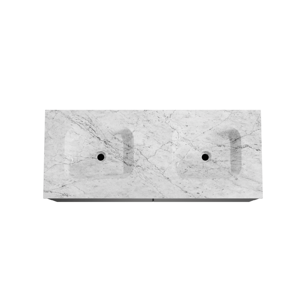 Balmani Mitra meuble salle de bains suspendu 135 x 55 cm noir mat avec Tablo Arcato double vasque en marbre carrara