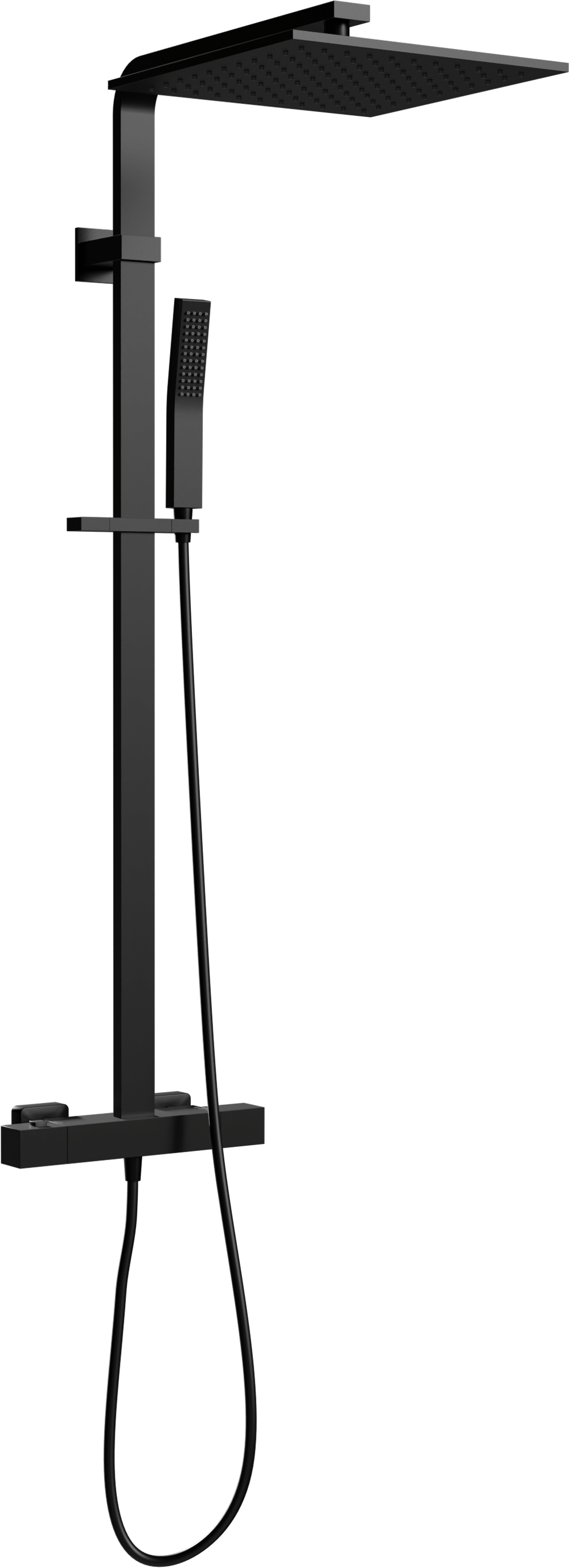 Blaufoss Square 300 Duschsystem: Schwarz Matt
