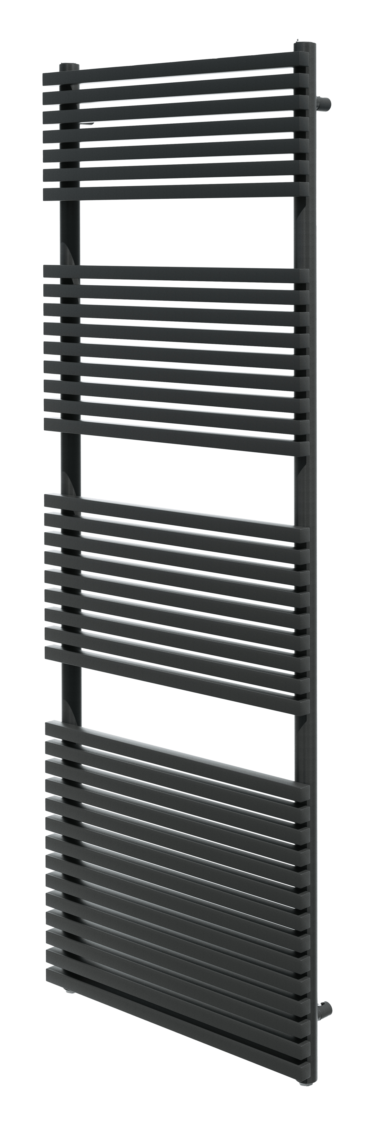 Vipera Vesuvio enkele handdoekradiator 60 x 180 cm centrale verwarming mat zwart zij- en middenaansluiting 1.469W