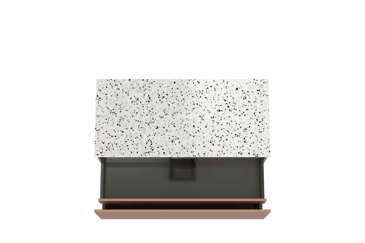 Balmani Sfera by Lucida zwevend badmeubel 120 x 55 cm cotto met Stretto enkel of dubbel wastafelblad in mat wit/zwart terrazzo