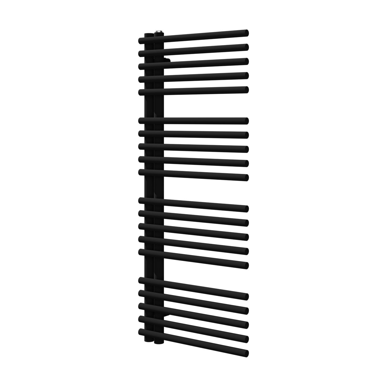 Vipera Nevada enkele handdoekradiator 50 x 120 cm centrale verwarming mat zwart zijaansluiting 620W
