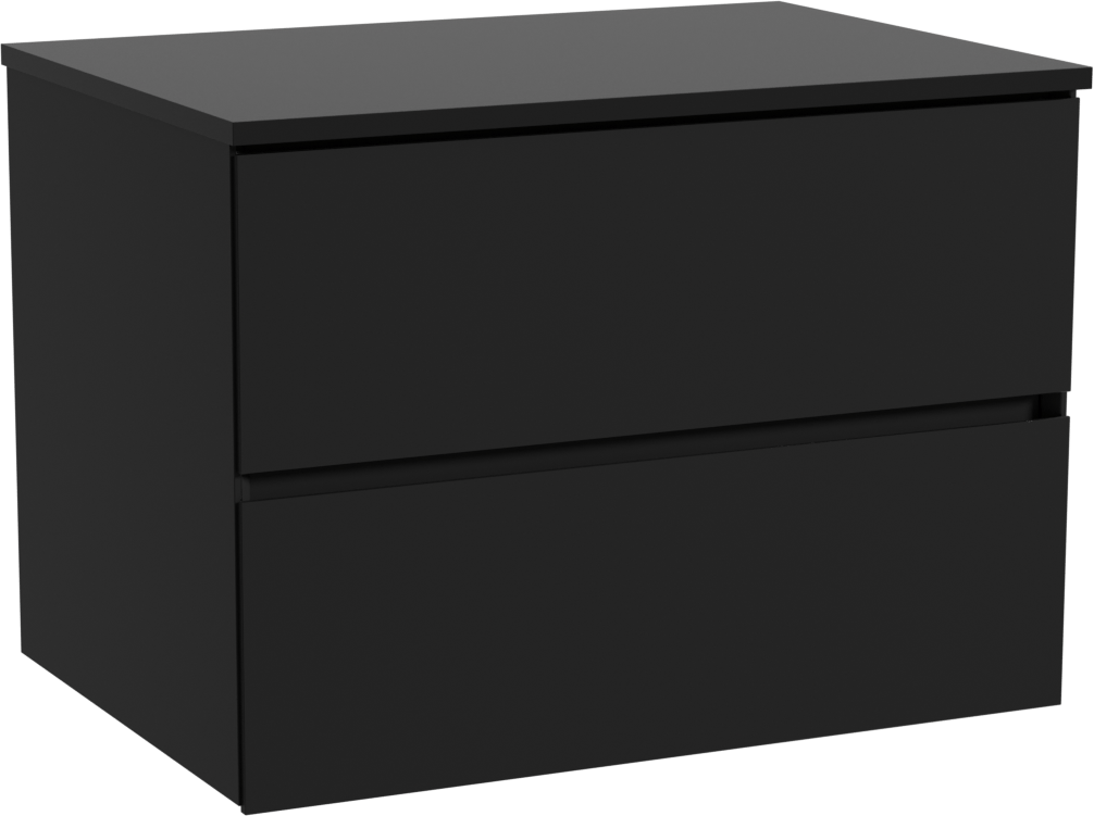 Storke Edge hängendes Möbelstück Set: 75 x 52 cm, Schwarz matt, mit Panton Einzel Waschtischplatte, Pulverbeschichtetes MDF Schwarz matt