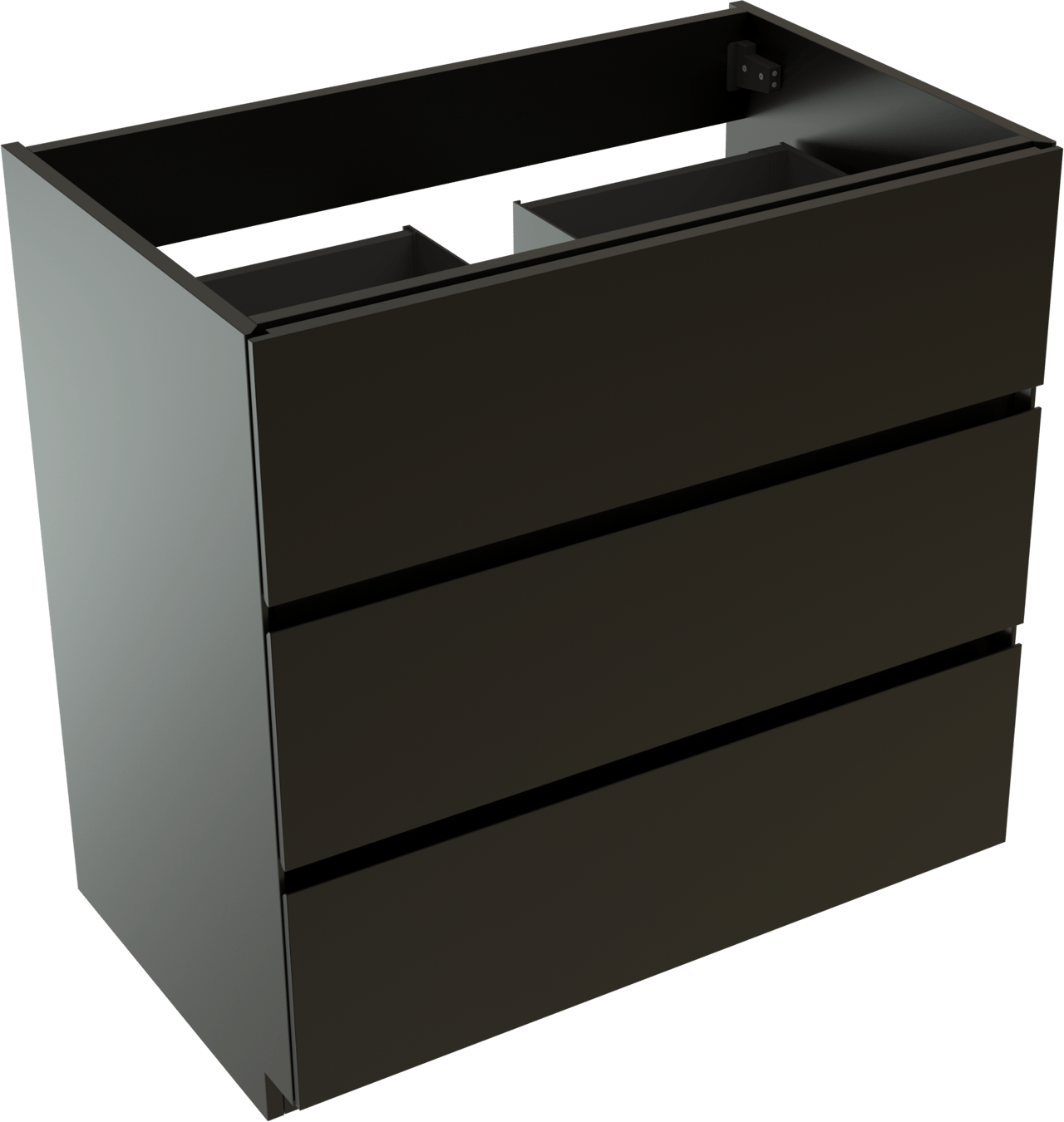 Storke Edge meuble sous-vasque a poser 85 x 52 cm Noir Mat 3 tiroirs
