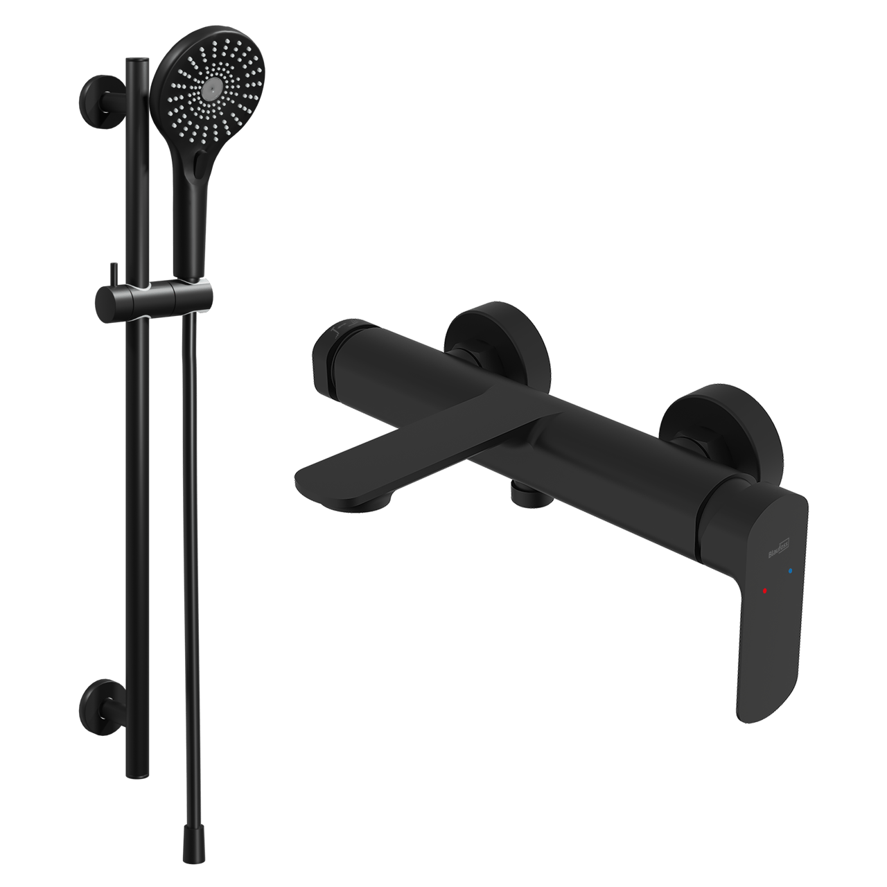 Blaufoss Bodan robinet baignoire mitigeur montage mural extérieur set douchette incl. noir mat
