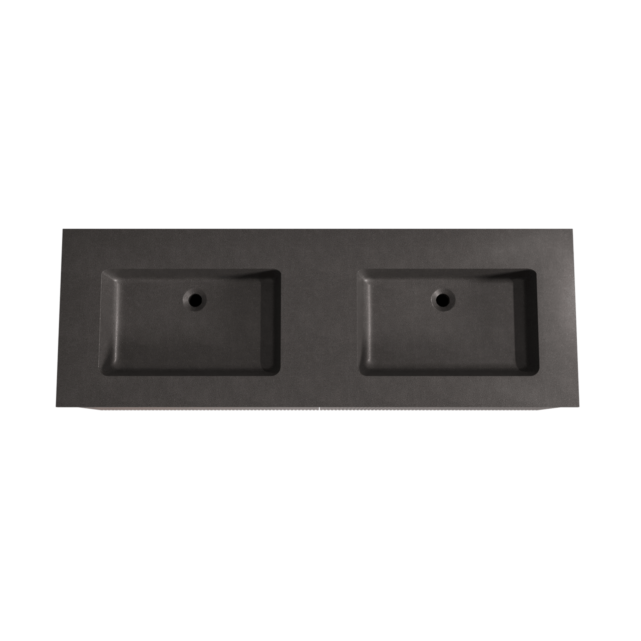 Storke Ribs zwevend badmeubel 150 x 52 cm notenhout met Scuro dubbele wastafel in kwarts mat zwart, Verticale symmetrische rechte ribbel