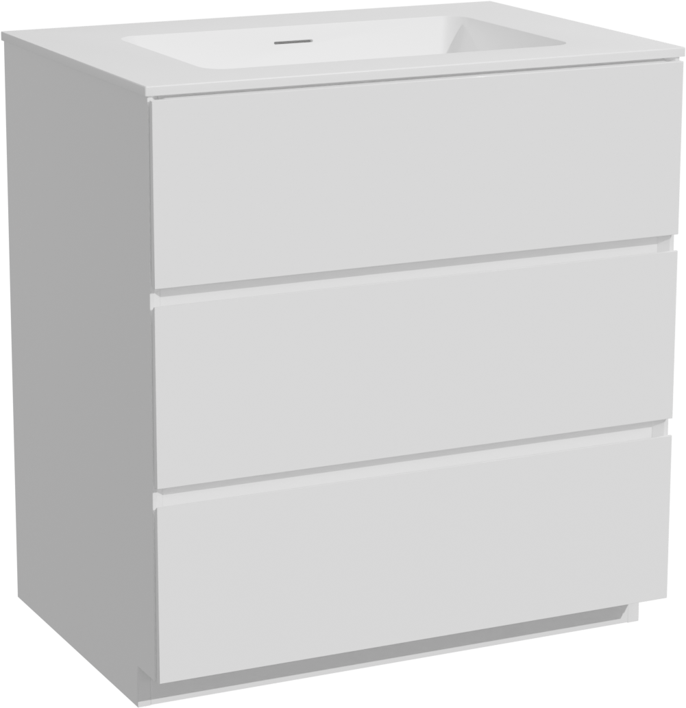 Storke Edge staand badmeubel 75 x 52 cm mat wit met Mata enkele wastafel in solid surface mat wit