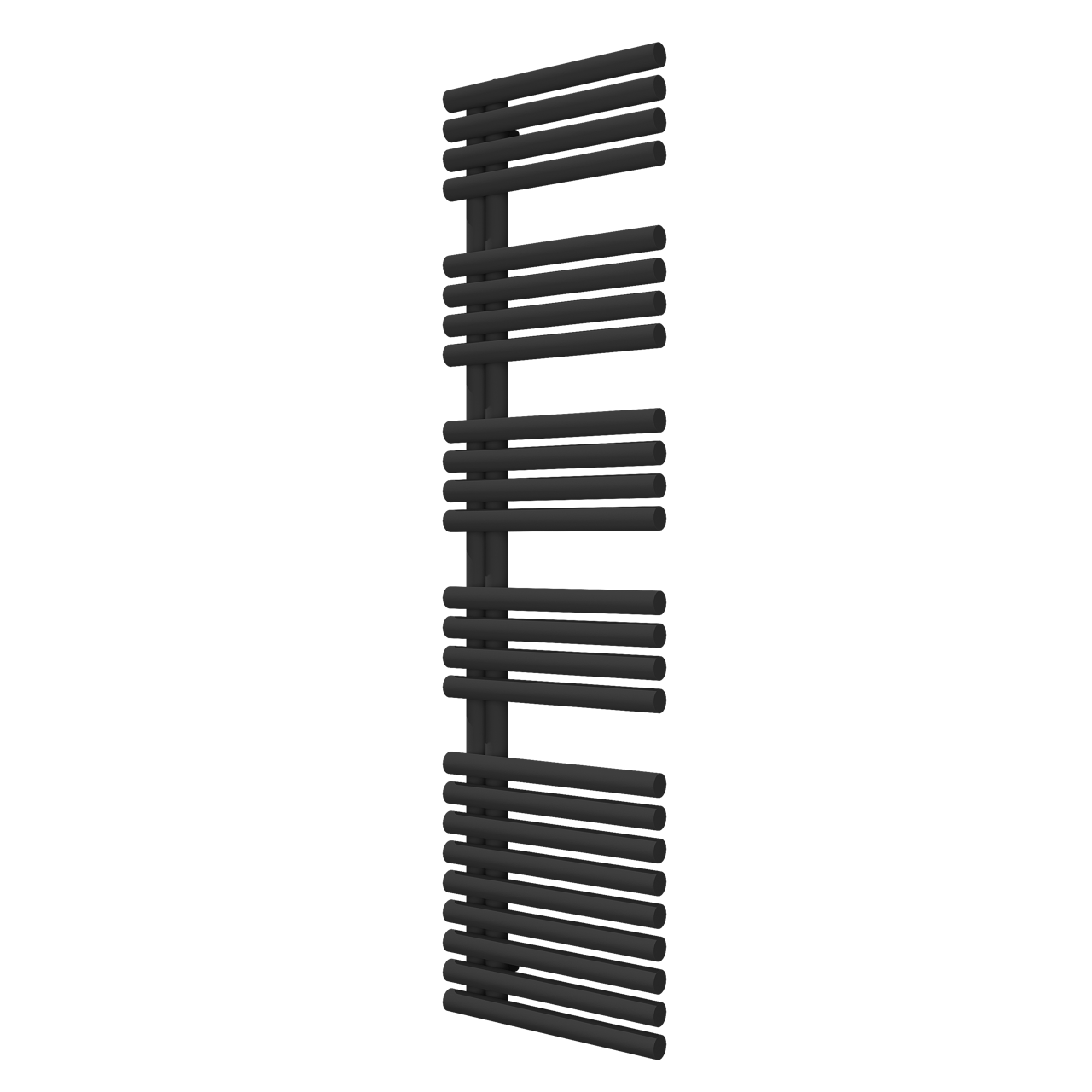 Vipera Avila enkele handdoekradiator 50 x 187 cm centrale verwarming mat zwart middenaansluiting 1204W