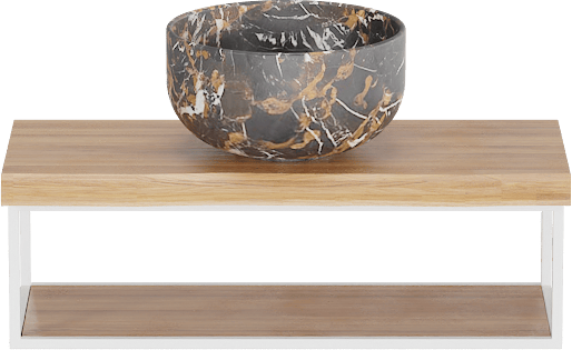 Balmani Life Edge Mini lave-mains 55 x 22,50 cm teck avec Bowl vasque à poser en marbre Portoro Gold
