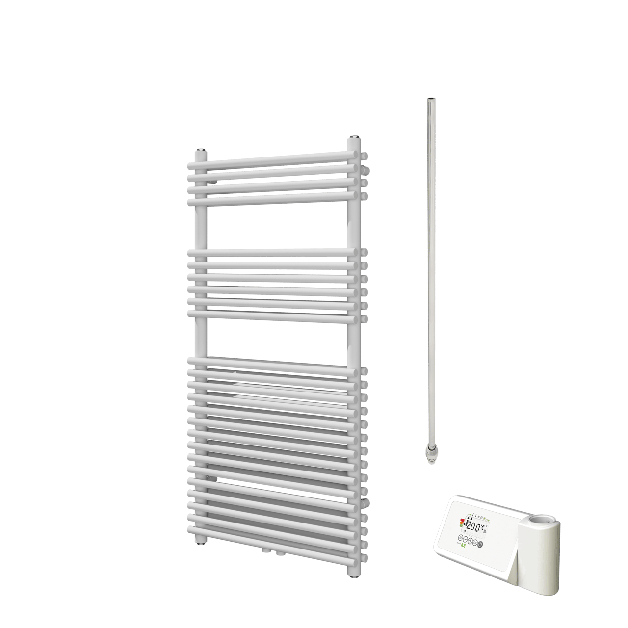 Vipera Alegria dubbele handdoekradiator 60 x 120 cm elektrische verwarming mat wit zij- en middenaansluiting 1.000W, weerstand inbegrepen