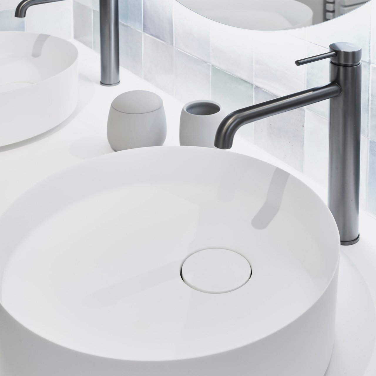 Balmani Fato vasque à poser Solid Surface mat rond Ø 37,5 cm
