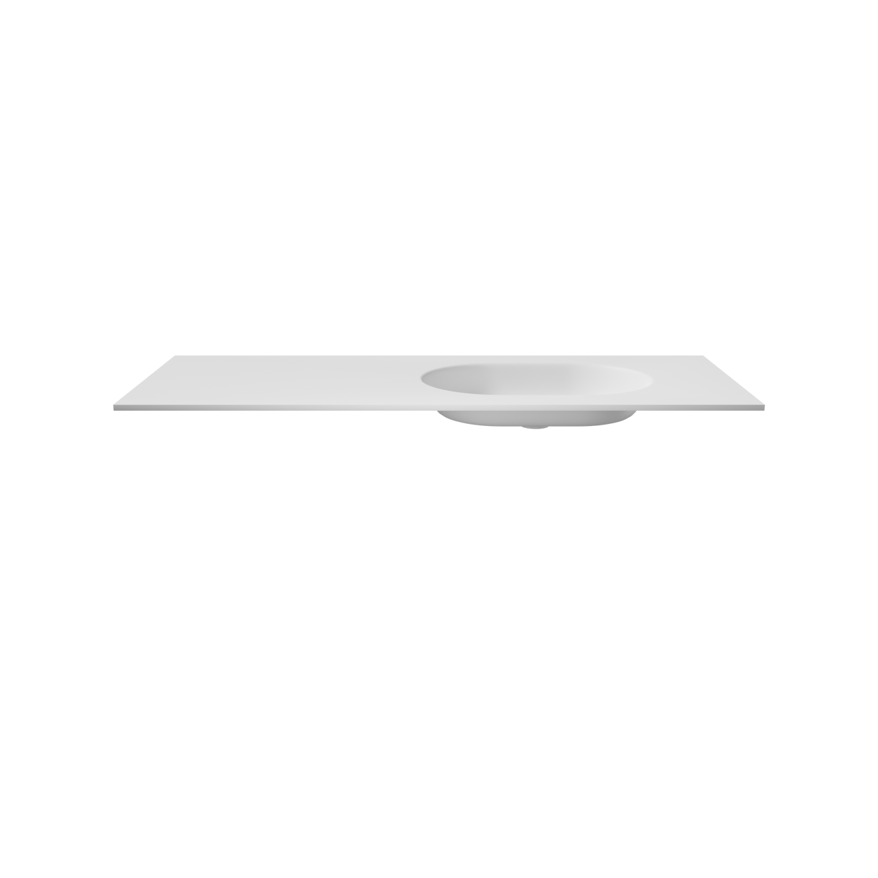 Balmani Tablo Oval asymmetrisch rechtse wastafel mat witte Solid Surface 135 x 55 cm