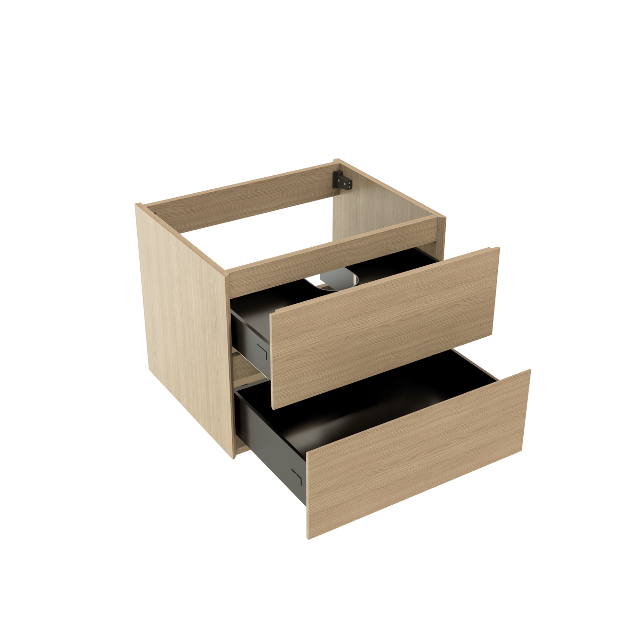 Storke Edge zwevende wastafelonderkast 65 x 52 cm natuur eik 2 lades