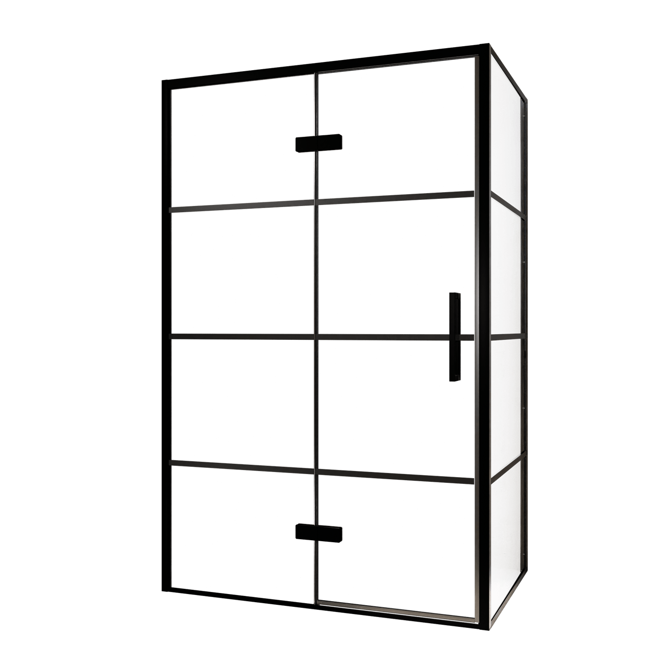 Balmani Senses Design douchehoek met linkse draaideur en vaste zijwand, 120 x 90 cm, Lined, Zwarte profielen, met coating